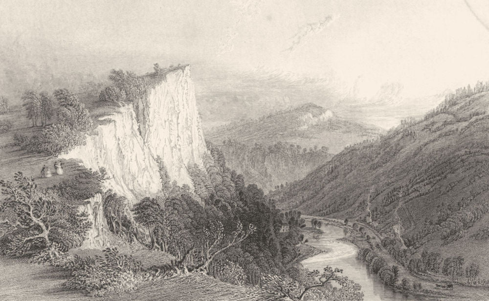 DERBYSHIRE. The high Tor, Near, Matlock, Derbyshire (Allom)  1832 old print